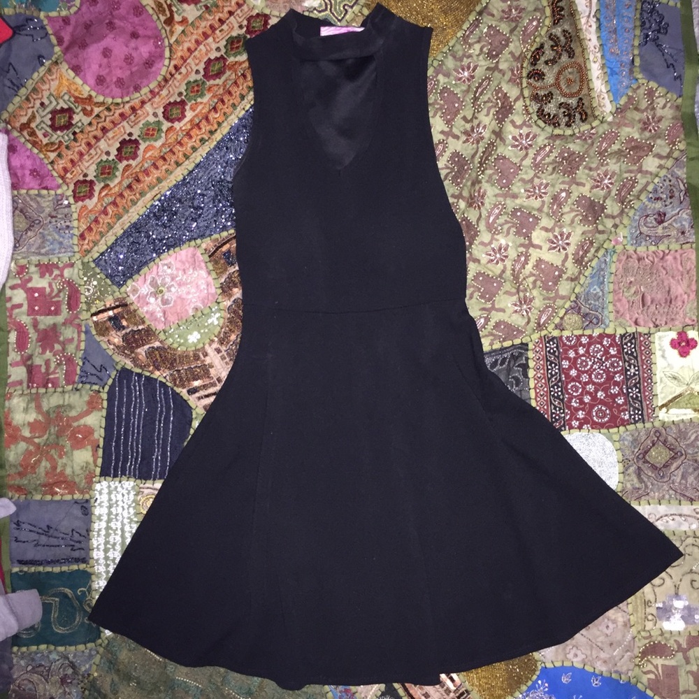 Black dress with skater skirt